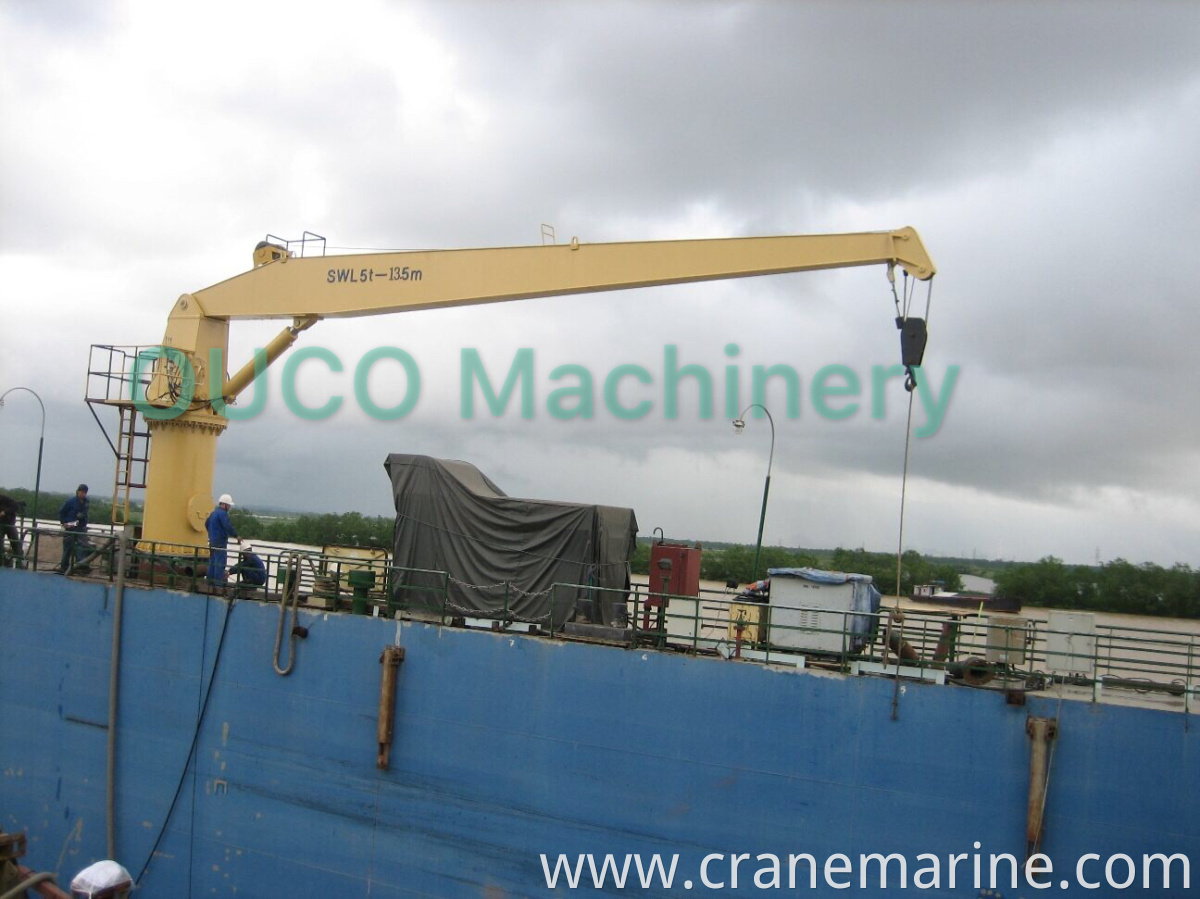 5 ton 13.5M Stiff boom crane marine crane for shipyard